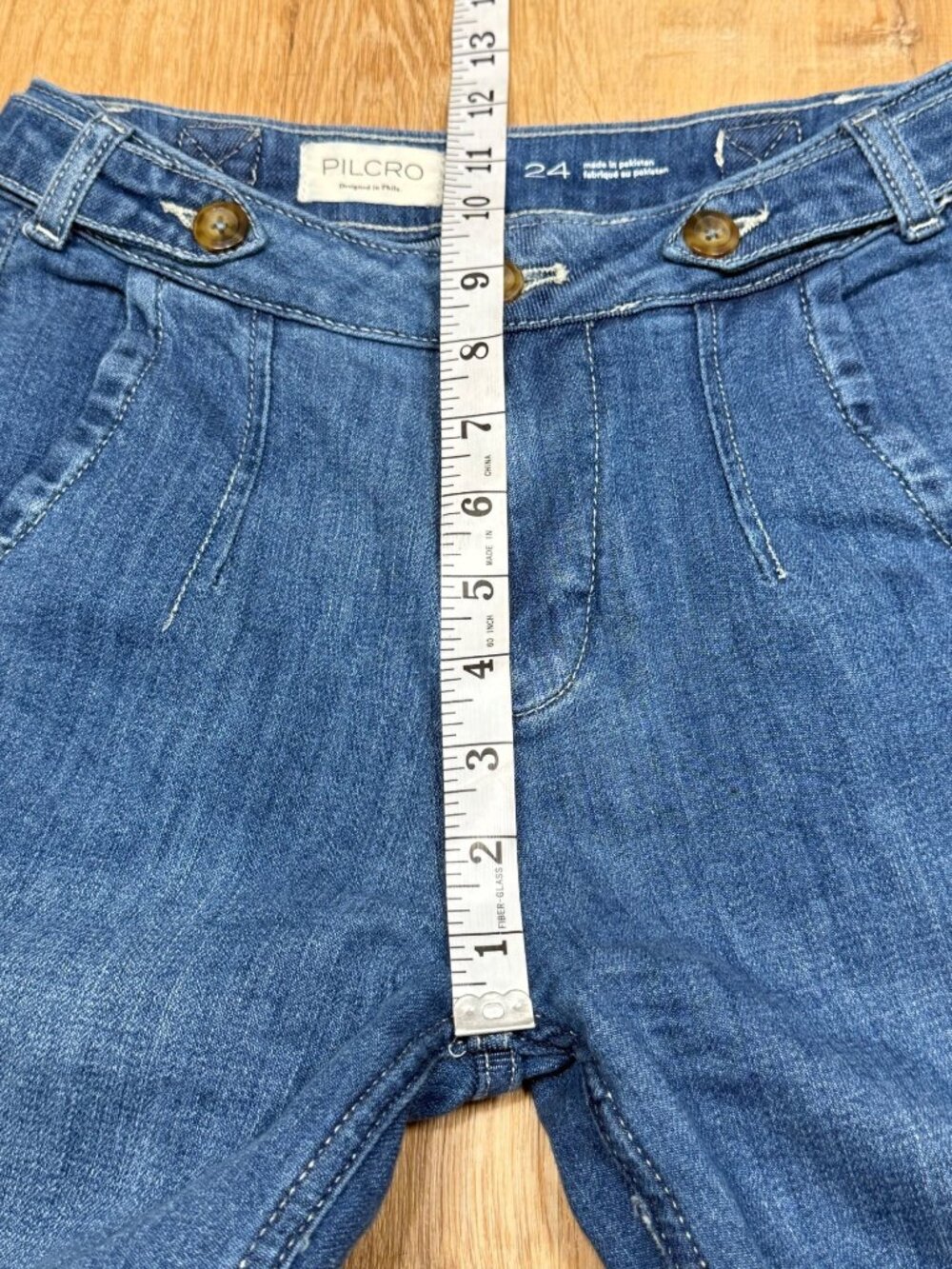 Pilcro Tower Flare Jeans Size 24 Mid-Rise Wide Leg Blue Denim Anthropologie - Picture 10 of 10